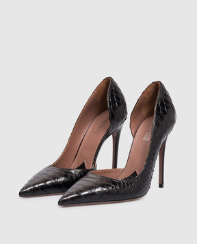 Paris Texas Black leather shoes VERA with reptile leather embossing PX1854XPTAC