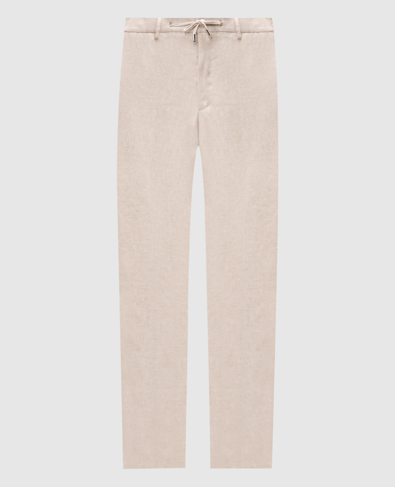 Beige linen pants with logo