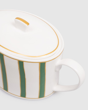 Geminiano Cozzi 1765 White porcelain teapot Striche Verdi e Oro JQCGP3369036