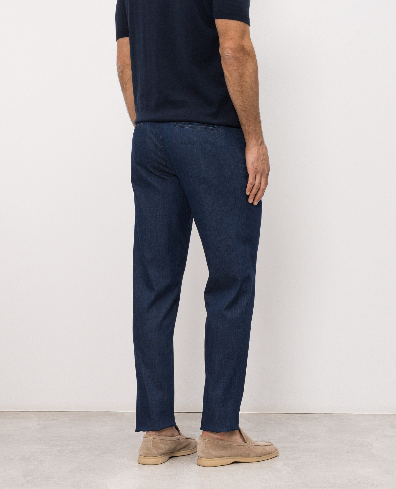 Blue jeans with logo patch Kiton 4