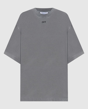 Off-White Gray T-shirt with Flower print 2FA00646T