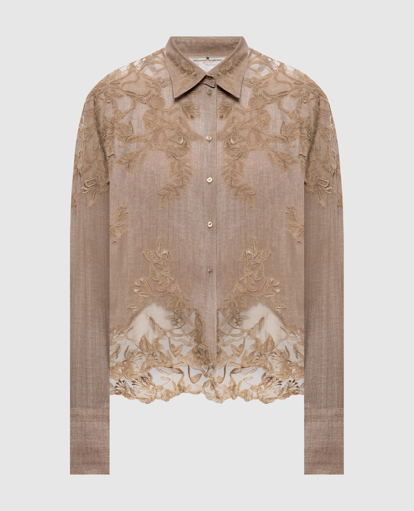 Beige blouse with lace
