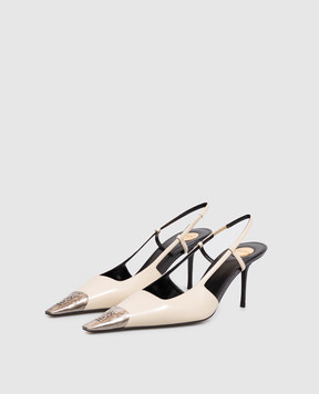 Saint Laurent JEANNE ivory leather slingbacks 869550AAFGC