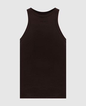 Dondup Brown ribbed T-shirt DS071JS0314DNC4