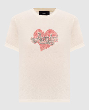 AMIRI Beige T-shirt with logo print AW426JR011
