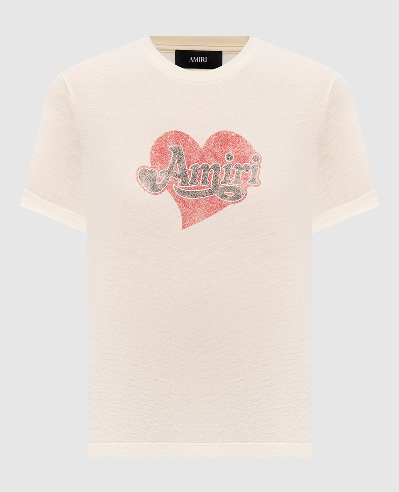 Beige T-shirt with logo print