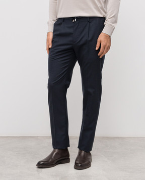 Stefano Ricci Blue wool pants with logo M1T6100022C0001U