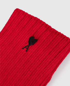 Ami Paris Red socks with embroidered logo USC628AK0024w