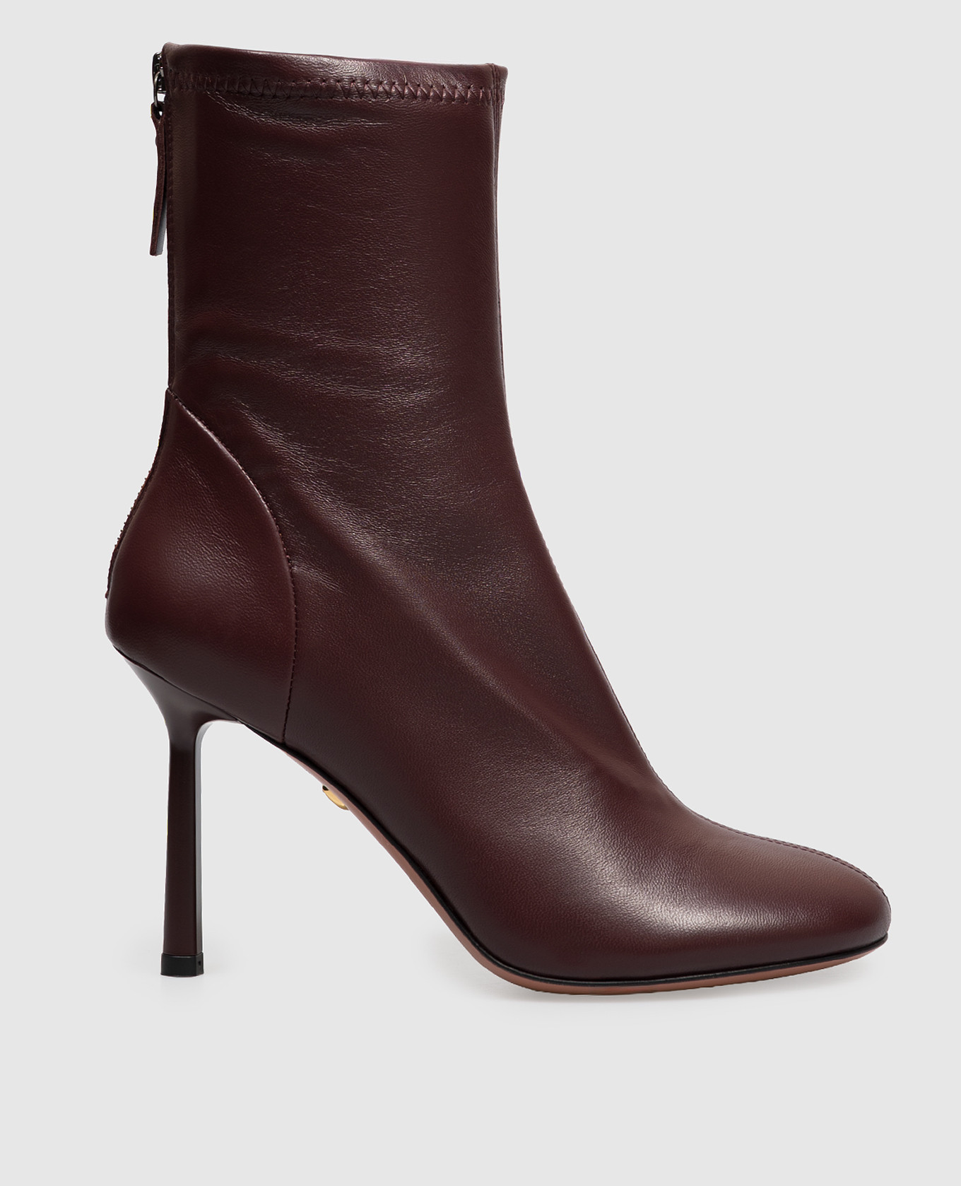 Burgundy leather ankle boots