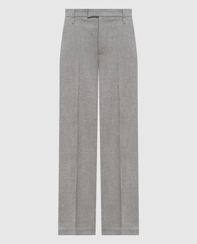 Brunello Cucinelli Gray wool and cashmere pants with monil chain MB162P8492