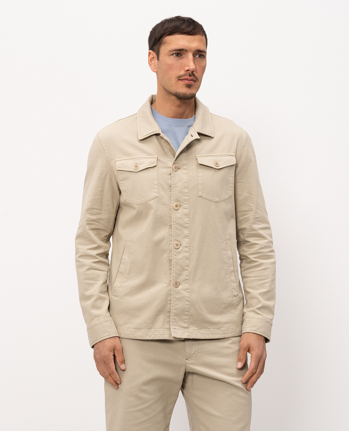 Beige shirt-style linen jacket Florentino 2