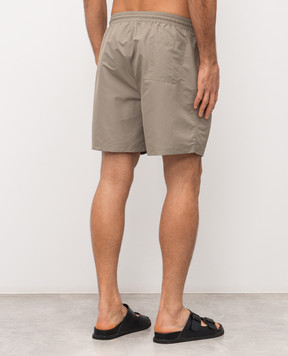 Brunello Cucinelli Khaki swim shorts with logo emblem MW817043