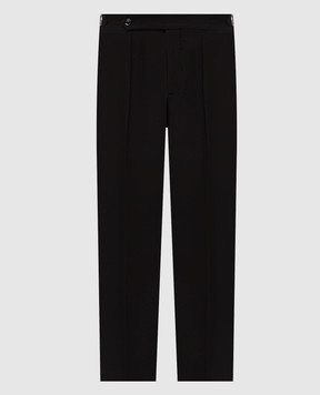 Brunello Cucinelli Black silk and wool striped pants MY480PS03