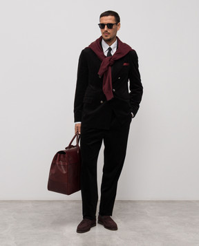 Brunello Cucinelli Black double-breasted corduroy jacket MY4997BPD2