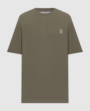 Brunello Cucinelli Khaki T-shirt with emblem M0B138440