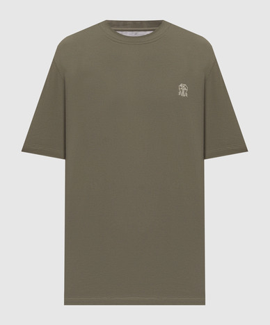 Khaki T-shirt with emblem