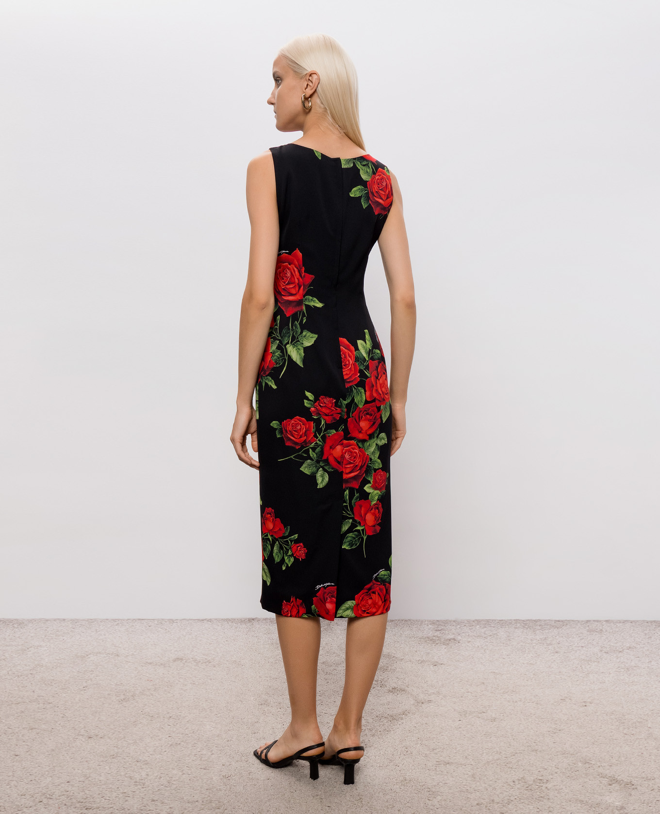 Black dress with printed silk Dolce&Gabbana 4