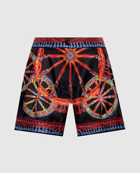 Dolce&Gabbana Black silk shorts with branded print FTDL5TGDDTI