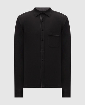 Stefano Ricci Black silk shirt with monogram embroidery CJ008476TE3200