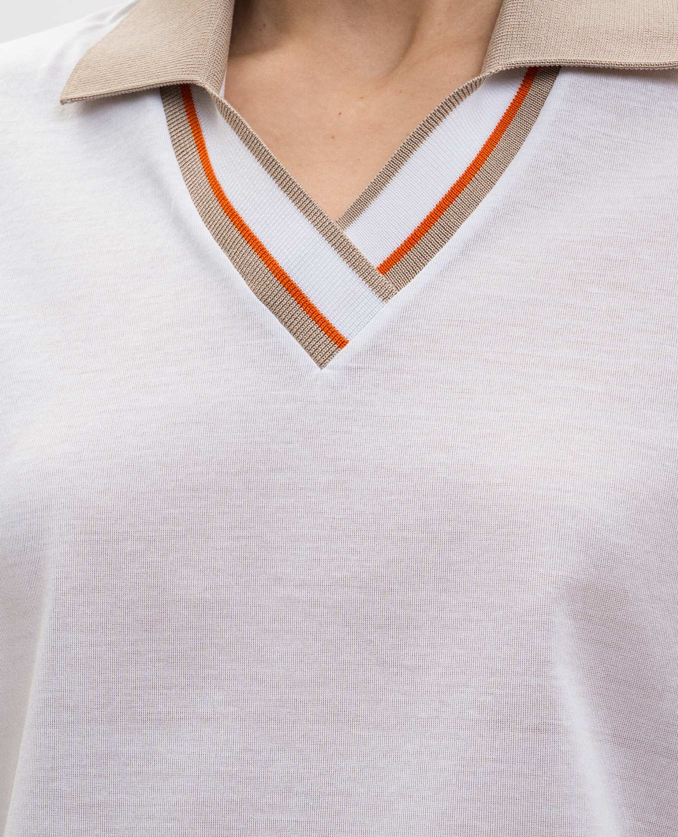 

White ESKER polo shirt with contrasting collar MooRER