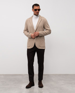Cashmere&Whiskey Beige cashmere cardigan MU9471312341R