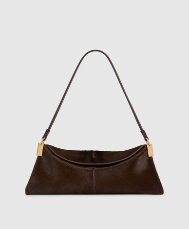 Trapezförmige Tasche aus braunem Leder, Größe 64-83