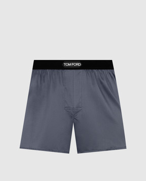 Tom Ford Grey silk boxer briefs with logo patch T4LE41010