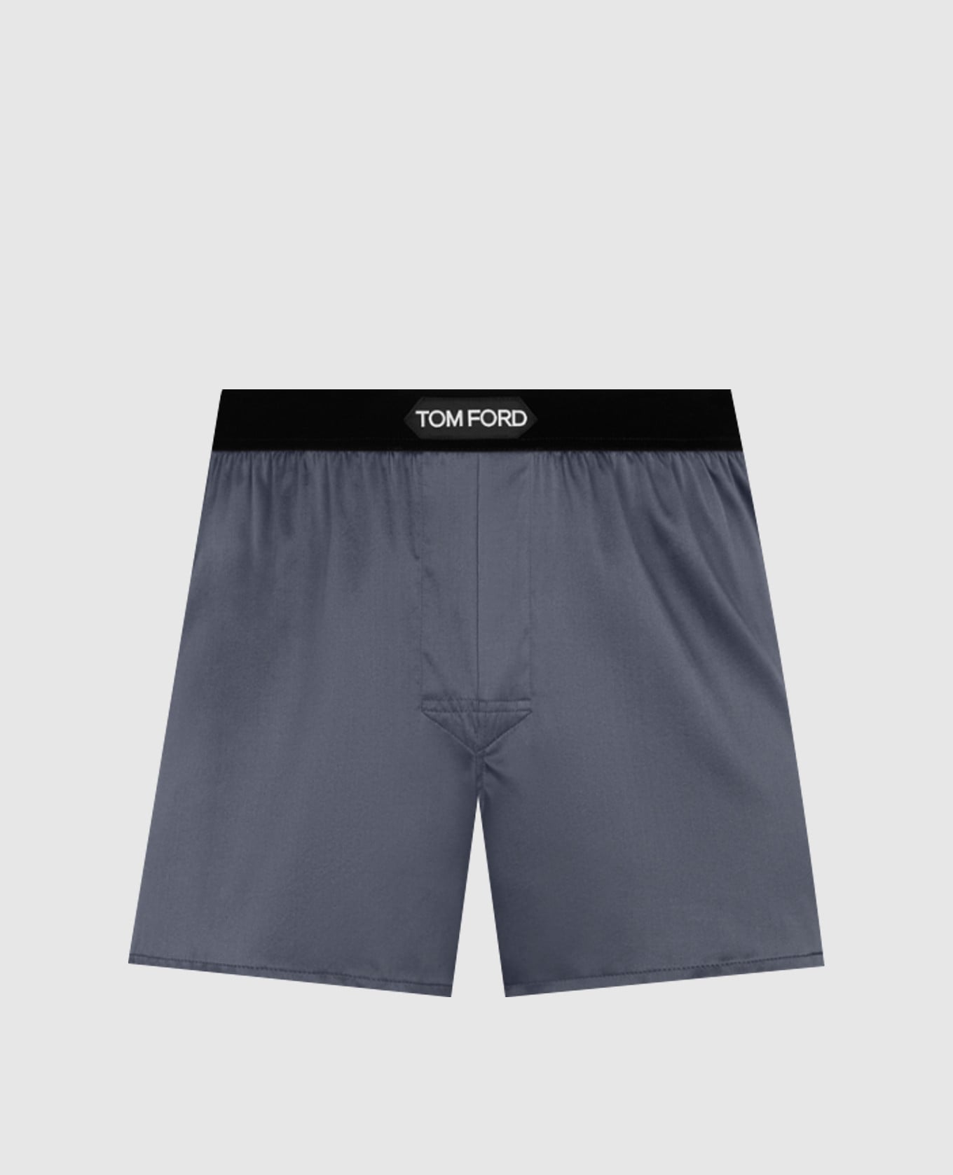 Grey silk boxer briefs with logo patch