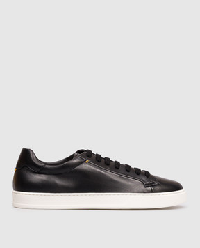 Doucal's Black leather sneakers with logo DU3552SPENUF281