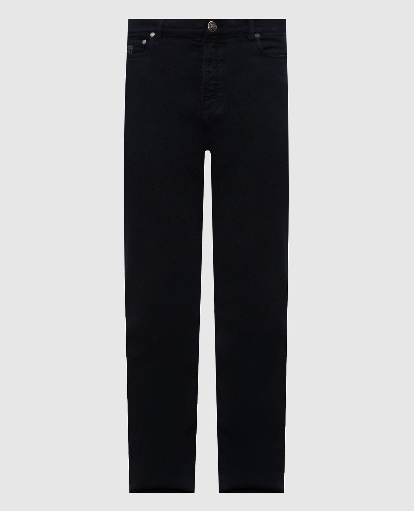 Blue jeans with logo patch