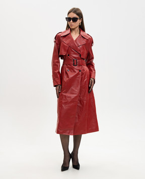 Babe Pay Pls Red leather trench coat 2409NATUREL