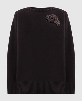 Agnona Brown sweater with applique K2120180K050Q