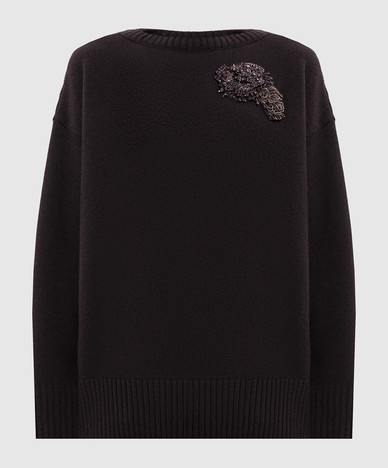 Brauner Pullover mit Applikation