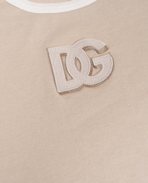 Dolce&Gabbana Children's beige T-shirt with DG patch L4JTJNG7PRI36