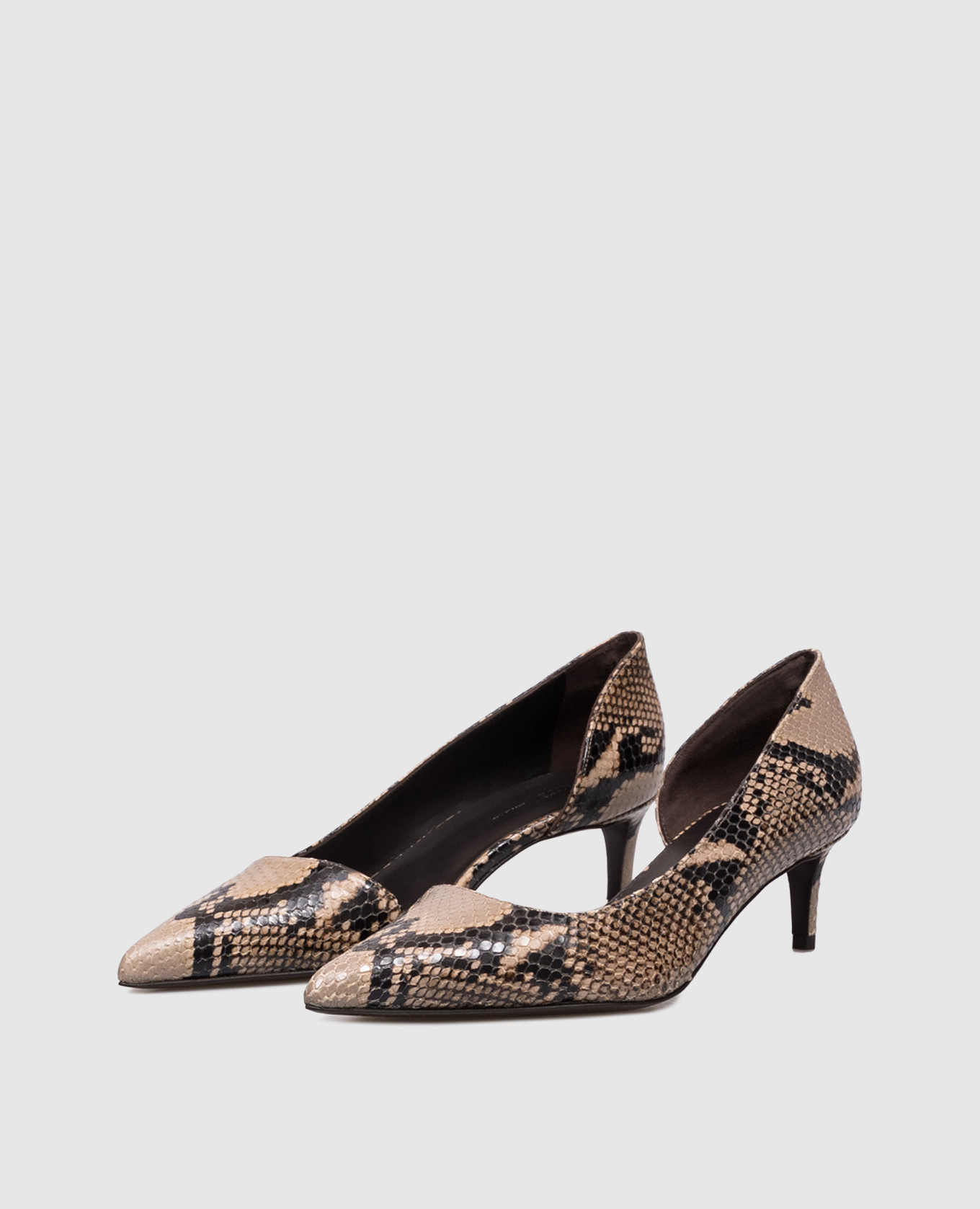 Jett D'Orsay brown leather shoes with reptile leather embossing Khaite 2