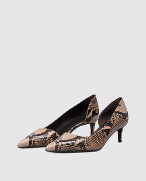 Khaite Jett D'Orsay brown leather shoes with reptile leather embossing F2041803
