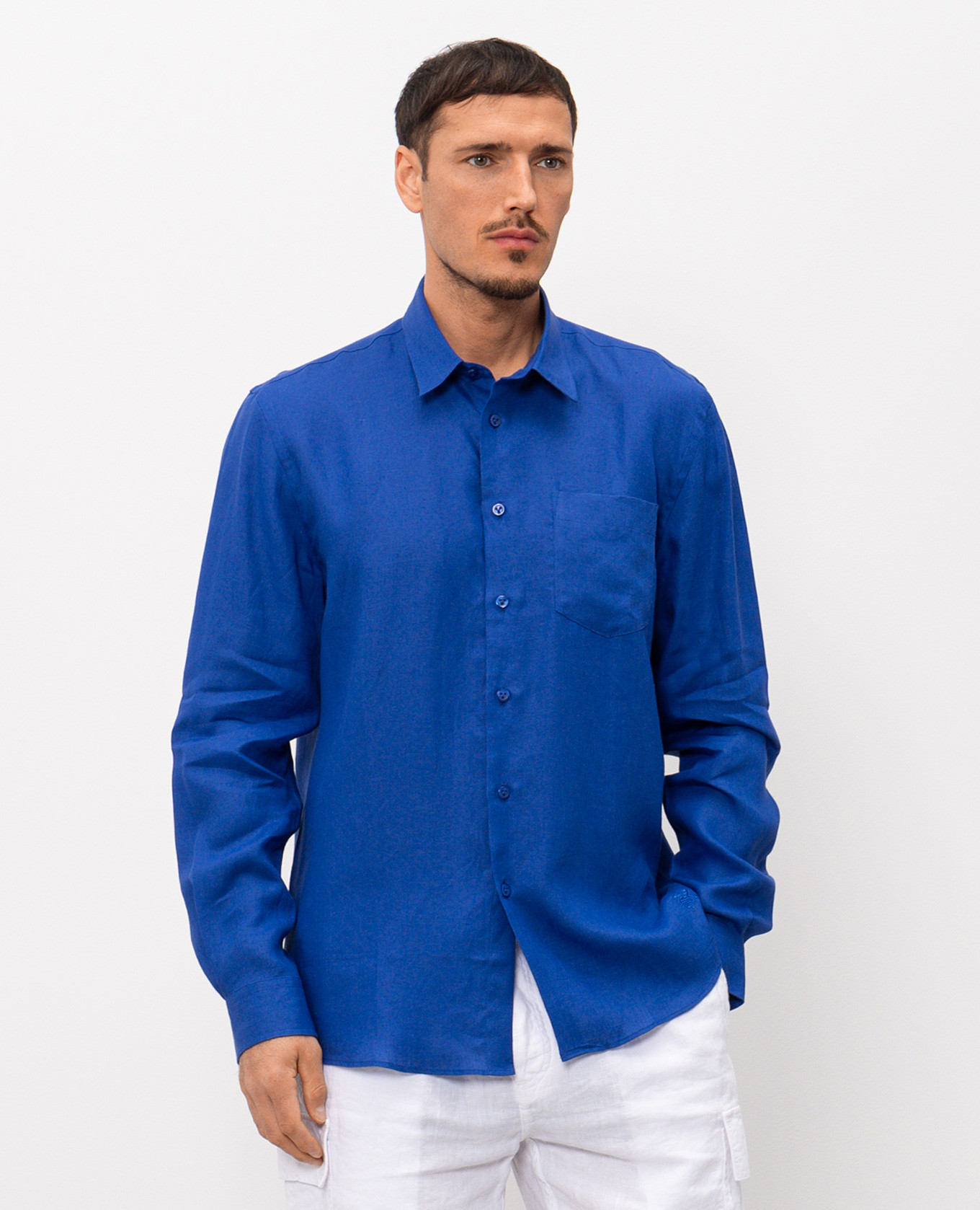 

Blue linen shirt with embroidery Vilebrequin