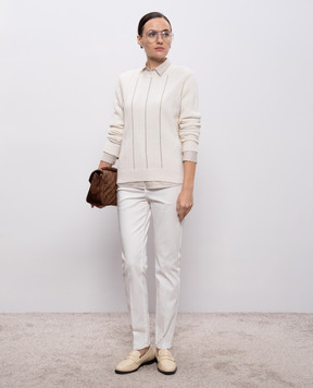 Peserico Beige striped shirt with lurex S06870D00662