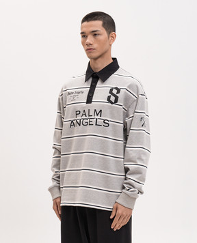 Palm Angels Grey striped sweatshirt with polo collar PMGC01DS26FAB001