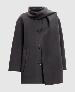 Max Mara ALICIA gray wool coat with scarf SMMALICIA