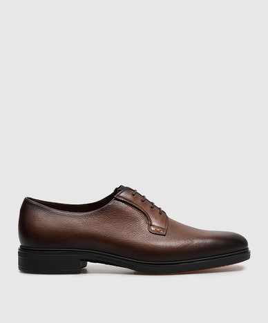 Brown leather derby shoes