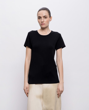Y`S Yamamoto Black T-shirt with monogram embroidery YKT03060