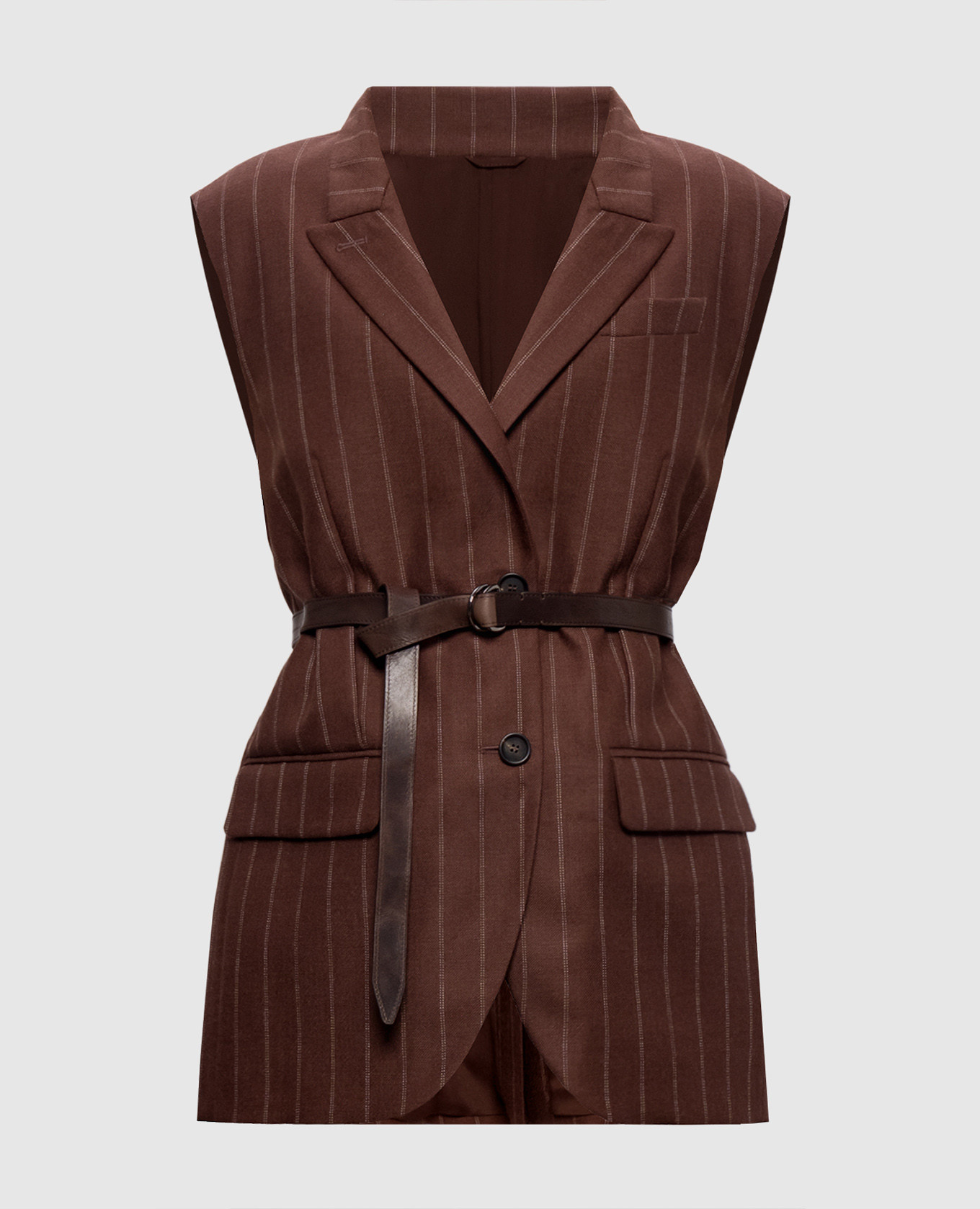 Brown striped wool vest Brunello Cucinelli