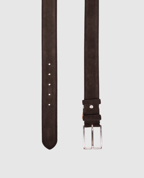 Doucal's Brown suede belt with logo engraving DC0001SIGMUF009