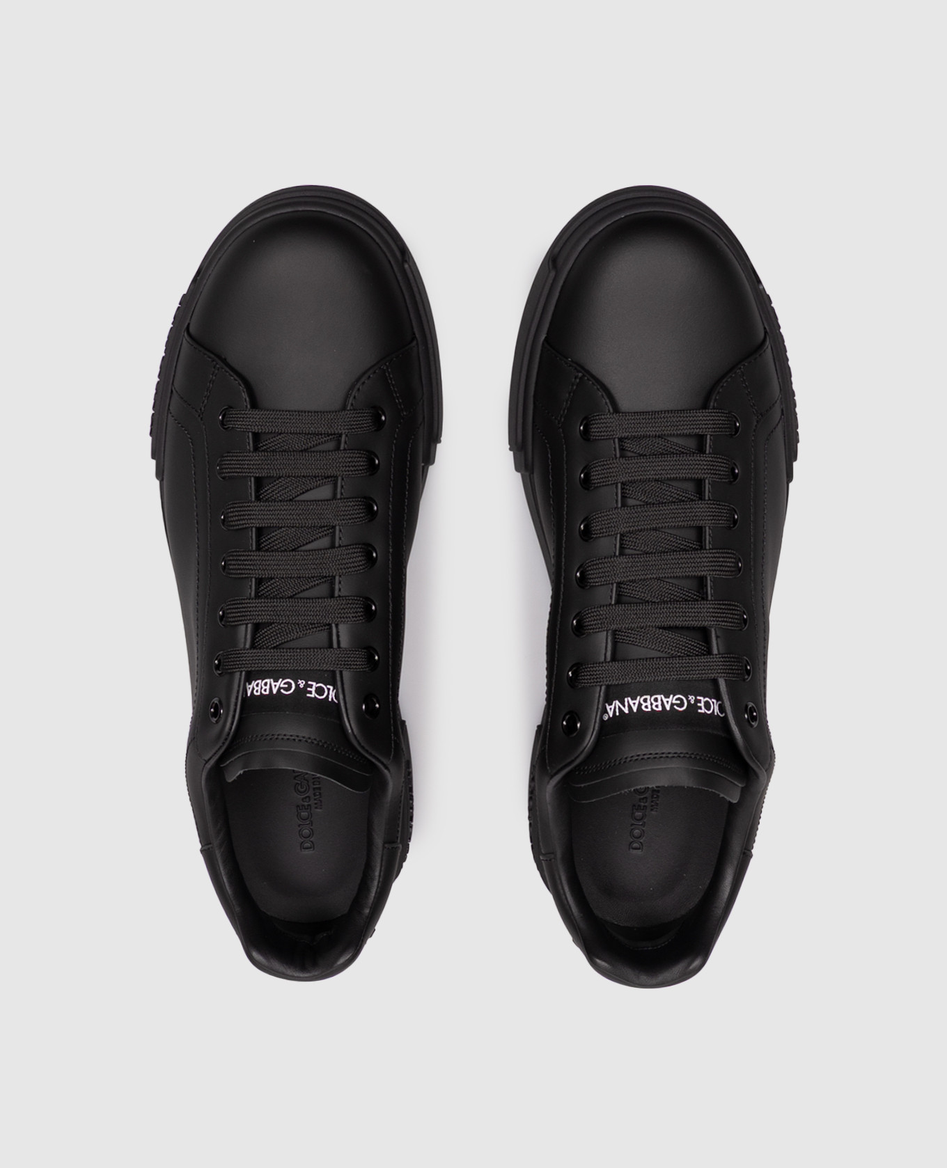 Black leather Portofino Light sneakers with logo Dolce&Gabbana 4