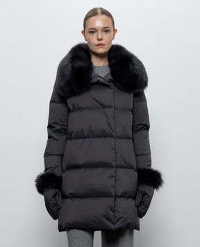Yves Salomon Army Gray down jacket with fox fur 27WFM01790U06W