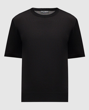 Dolce&Gabbana Black silk T-shirt GXX03ZJBSO5