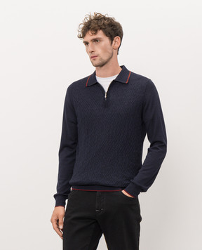 Castangia dal 1850 Blue wool, silk and cashmere polo shirt NCCA42H26I26
