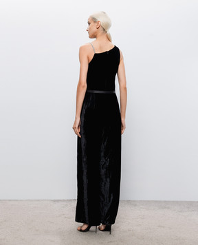 Peserico Black velvet jumpsuit with silk E02336A03952