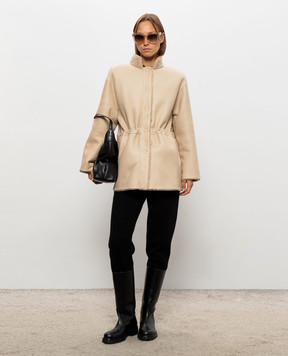 Babe Pay Pls Beige reversible sheepskin coat with drawstring 2623MERINO